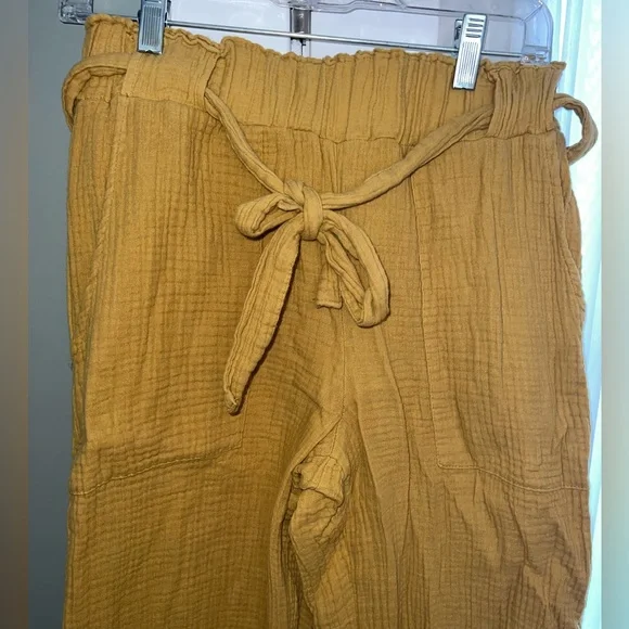 Banjara Mustard Gold Yellow summer vaca Pants. 100%cotton w pockets. - Picture 1 of 6